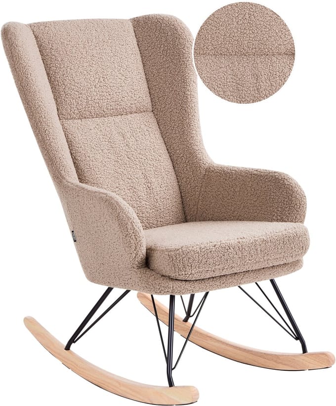 LUOMA - Schommelstoel - Beige - Bouclé