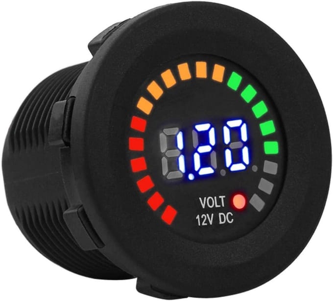 Waterdichte digitale voltmeter met LED-display voor 12V DC auto en motor