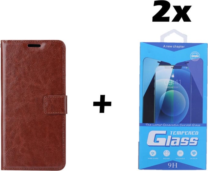 iPhone 7 Plus / 8 Plus Telefoonhoesje - Bookcase - Ruimte voor 3 pasjes - Kunstleer - met 2x Tempered Screenprotector - SAFRANT1 - Donkerbruin