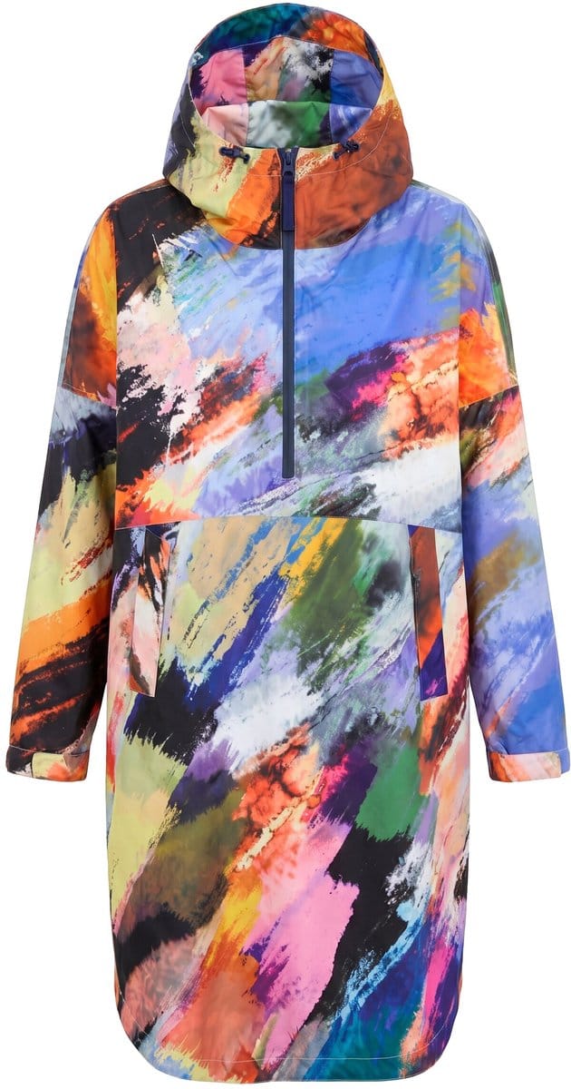 Laurasøn - Dames - Functionele regencape unisex print capuchon - Marine - Maat 1