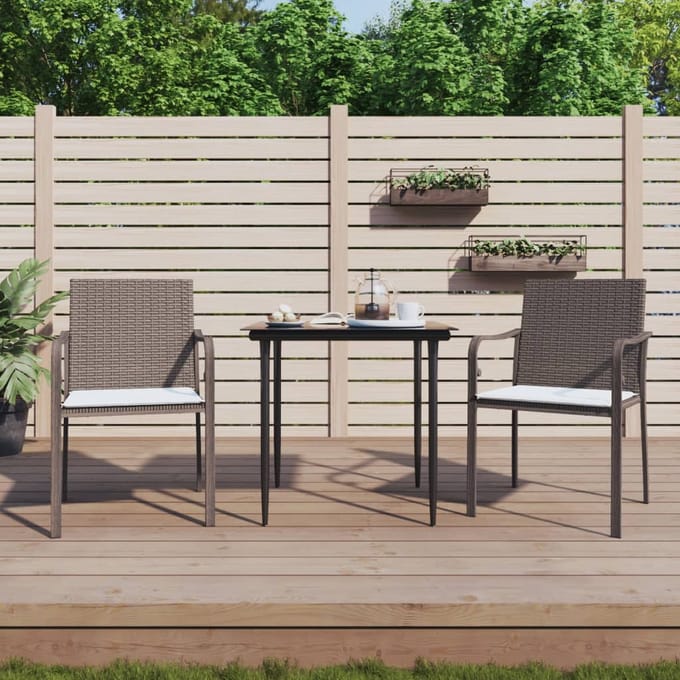 vidaXL - 3-delige - Tuinset - met - kussens - poly - rattan - en - staal