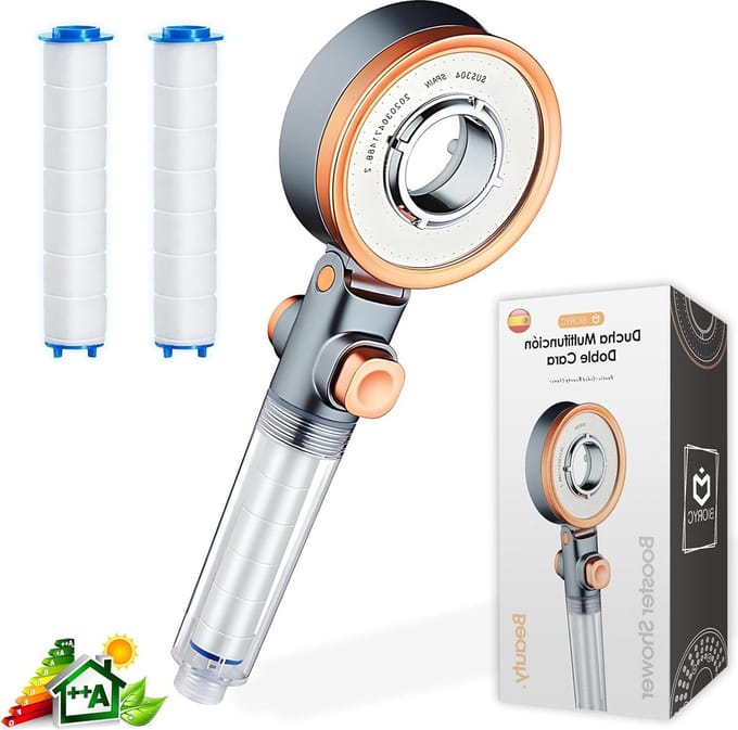 Douchekop met filter + 2 filters - hogedruk douchekop - handdouche incl. antikalk-filter
