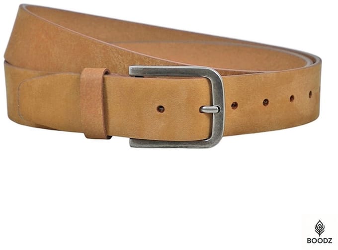 Boodz Leren Nubuck Riem 4 cm Cognac | Maat 95