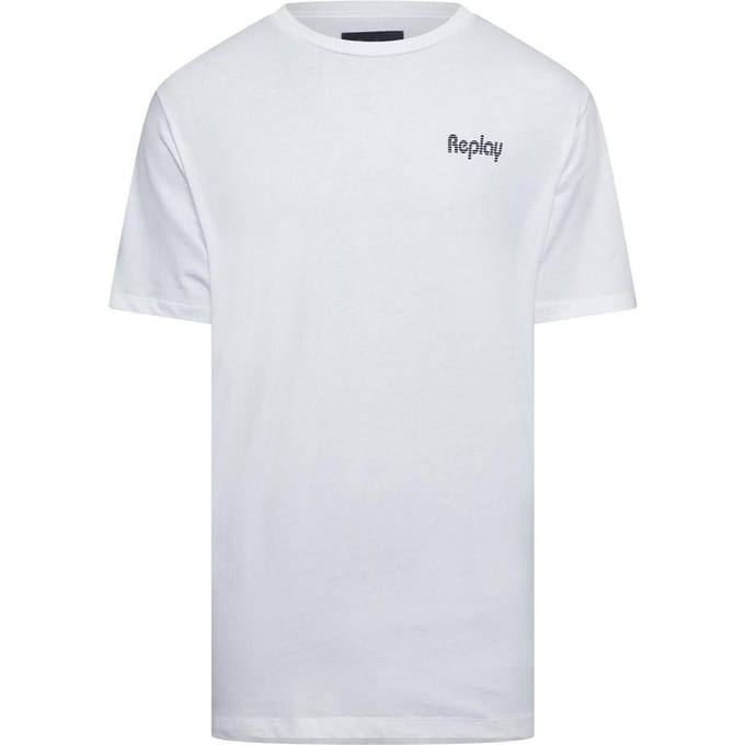 Replay Heren Logo Katoen Regular T-shirt (Wit)