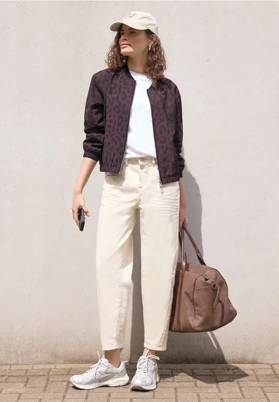 Blouson met ronde hals en luipaardprint
