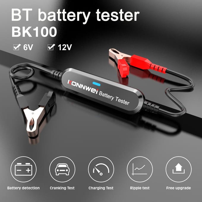 KONNWEI BK100 6V 12V testeur de batterie de voiture BT testeur de charge de batterie testeur de résistance interne analyseur argenté