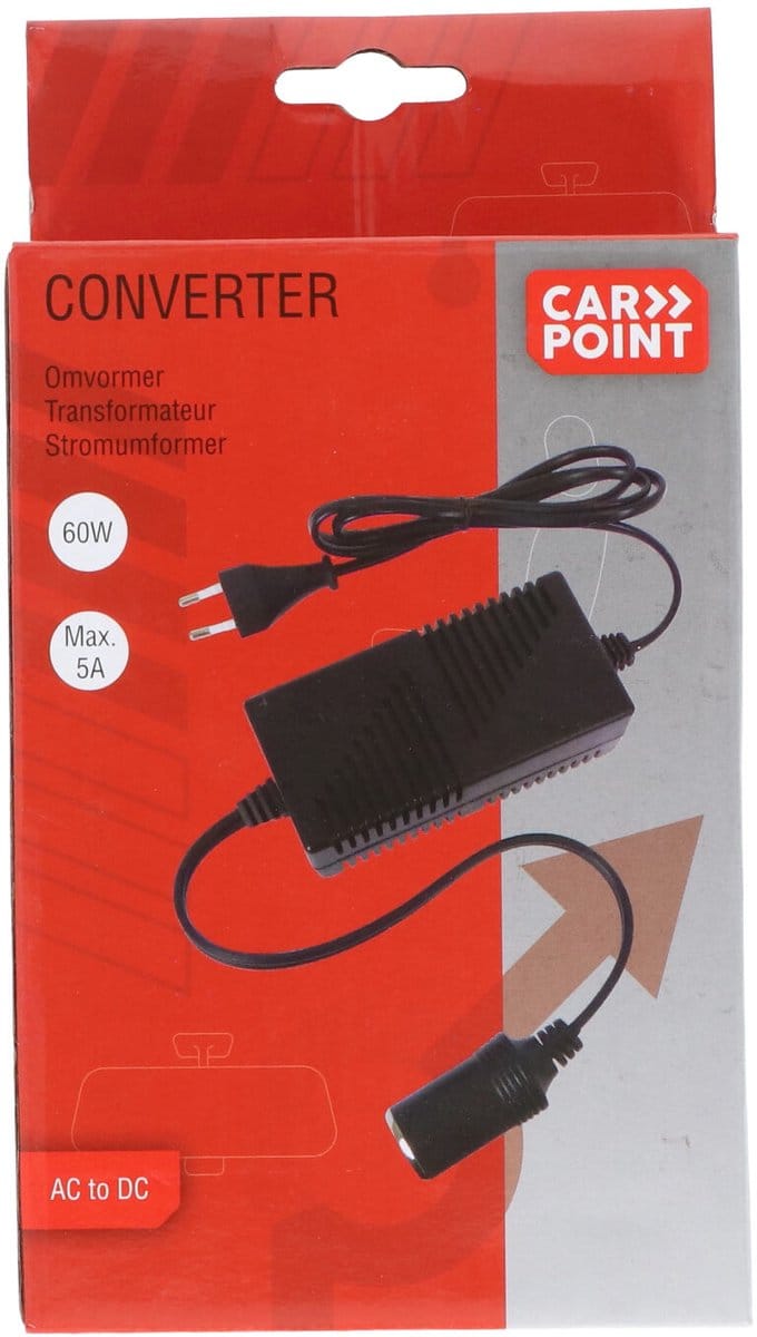 Carpoint Omvormer 230V naar 12V - Voor Auto & Camper - Compact Ontwerp - Eenvoudig Aansluiten