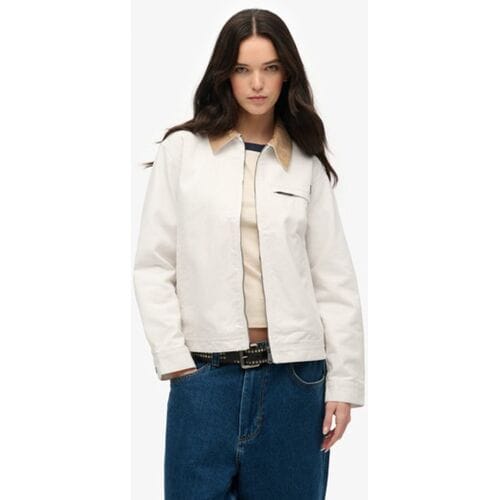 Superdry Jas met Ribfluwelen Kraag Wit Grootte: 36