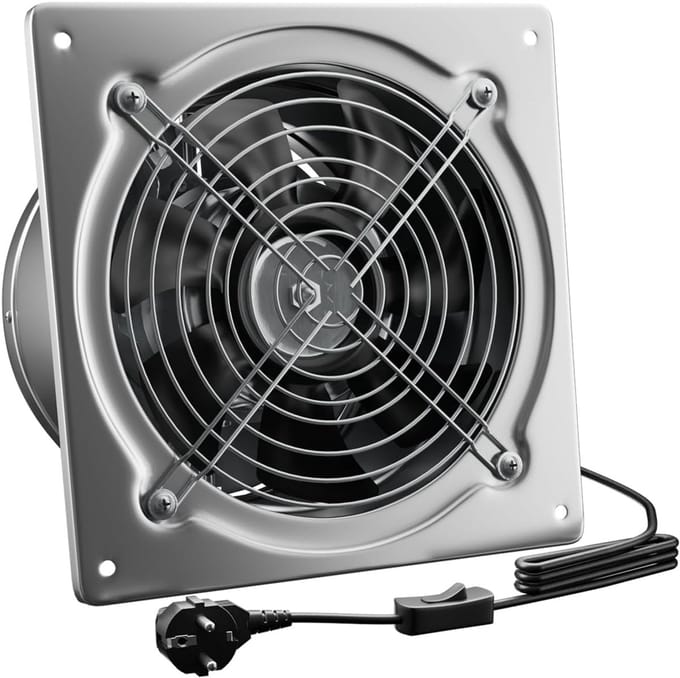 Krachtige Afzuigventilator 200 mm met Schakelaar - Hoog Debiet