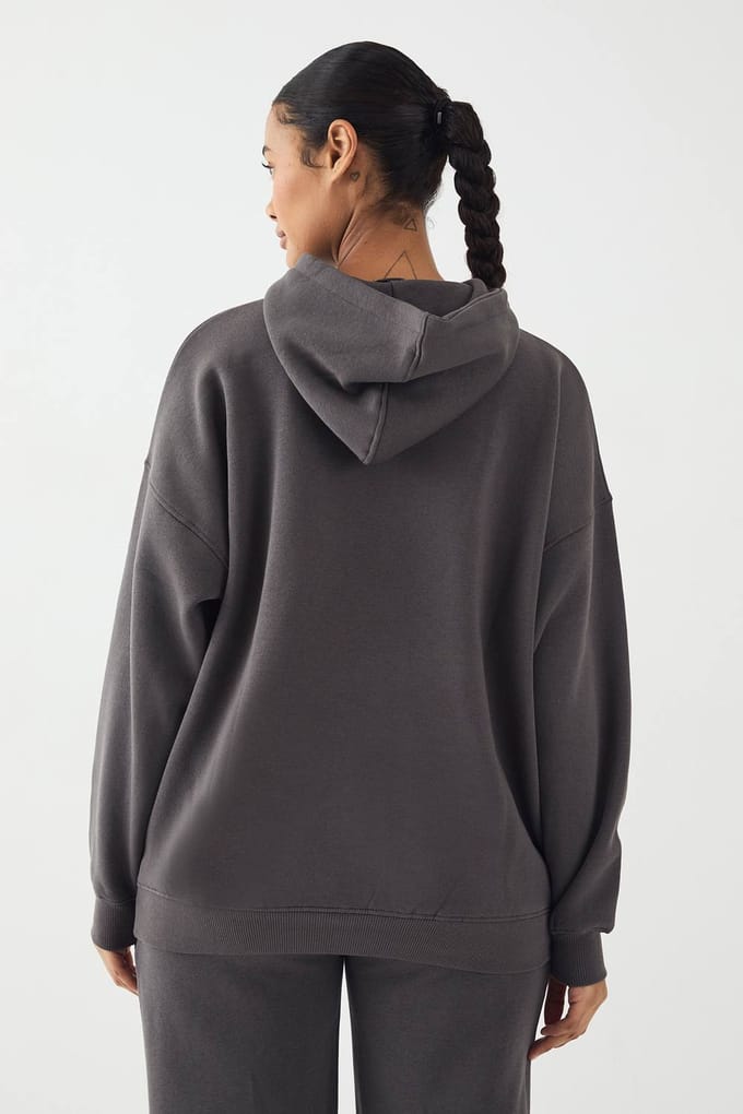 Dames DSGN Studio Applique Oversized Hoodie | Houtskool | Maat: Small