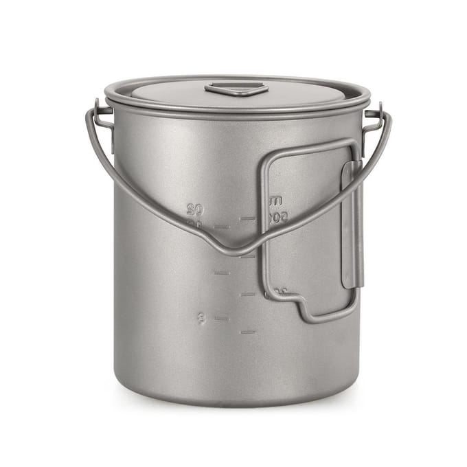 TOMSHOO Ultralichte 750ml Titanium Pot Draagbare Titanium Waterbeker Beker met Deksel en Camping Koken white