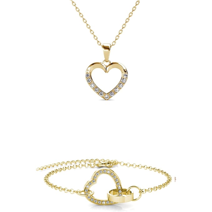 Locked Heart Necklace Sets - Goud en Kristal