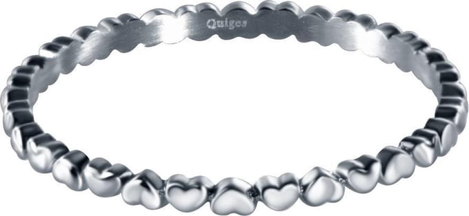 Quiges Stapelring Dames - Vulring Harten - RVS Zilverkleurig - Maat 20 - Hoogte 2mm