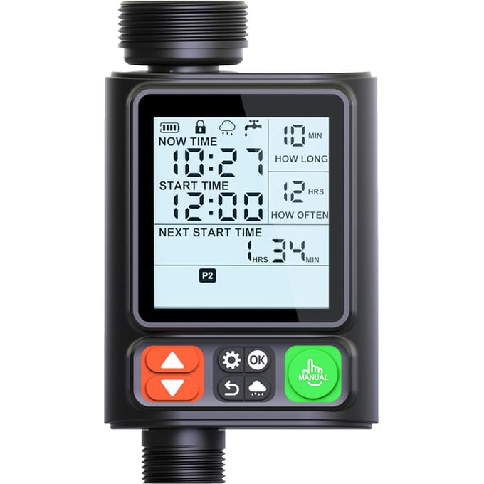 Water Timer Tuinslang Sprinkler Timer 10 Programmeerbaar Automatisch Regenvertraging 3,3 Inch LCD Scherm IP54 Waterdicht gray