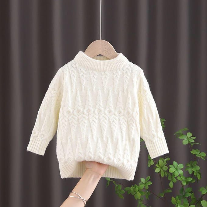 Kinderpullover Winterstijl Effen Kleur Jongens Basis Pullover Losgebreide Trui Ronde Hals 100 black