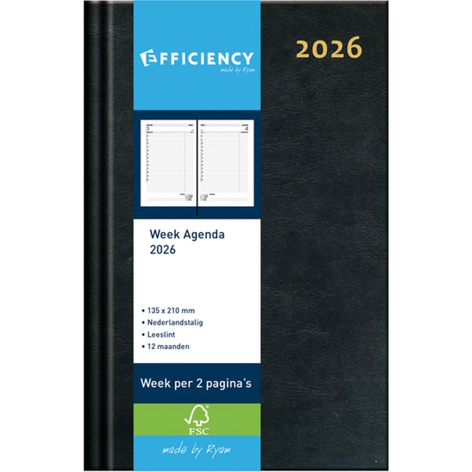 Agenda 2025 Ryam Efficiency Baladek 7dagen/2pagina's zwart