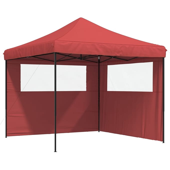 vidaXL - Partytent - inklapbaar - pop-up - met - 2 - zijwanden - bordeauxrood