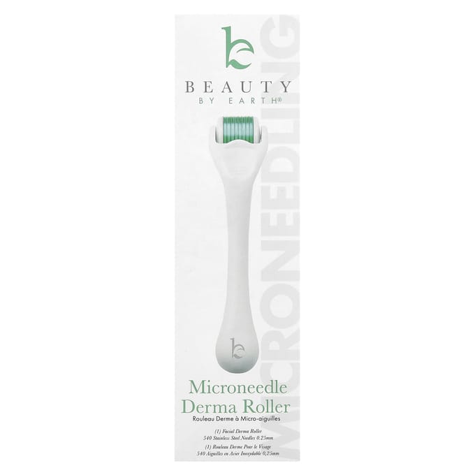 Beauty By Earth, Microneedle Derma Roller, 0.25 mm stainless steel needles, 1 roller white