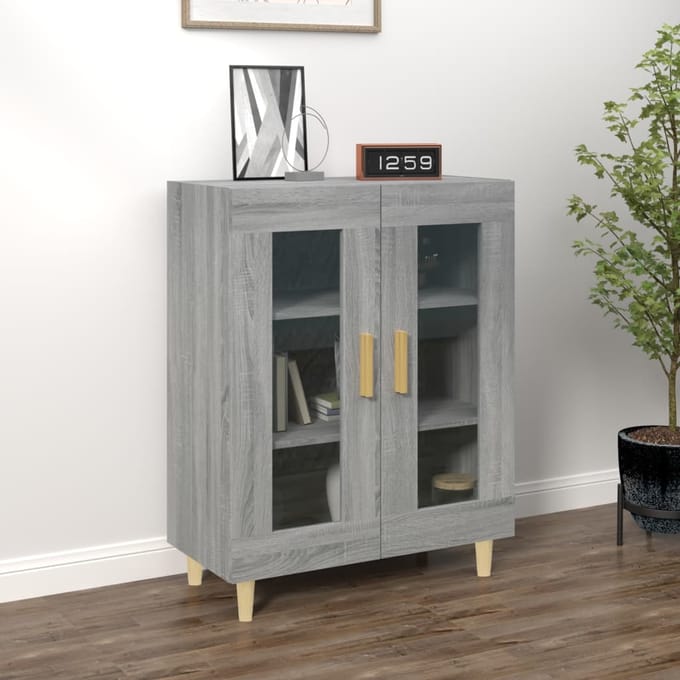 vidaXL - Dressoir - 69,5x34x90 - cm - bewerkt - hout - grijs - sonoma - eikenkleurig