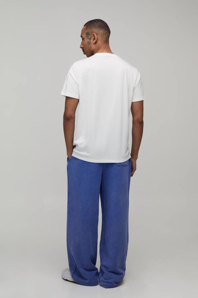 Balloon Fit Gewassen Loopback Joggingbroek | Blue | Size Medium