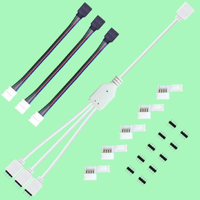 Dailygoody - LED Strip Connector Set - 1 naar 3 Splitter voor 4-Pin RGB LED Strips