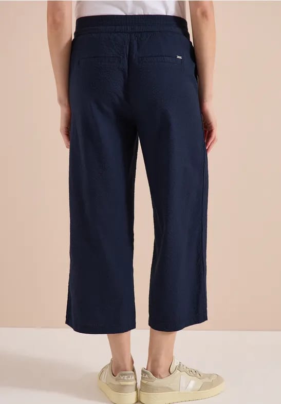 3/4 Wide Legs broek in seersucker kwaliteit