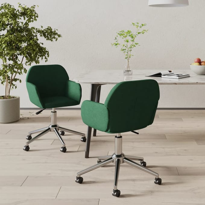vidaXL - Eetkamerstoelen - draaibaar - 2 - st - stof - donkergroen