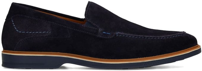 No Stress - Heren - Donkerblauwe suède loafers - Maat 41