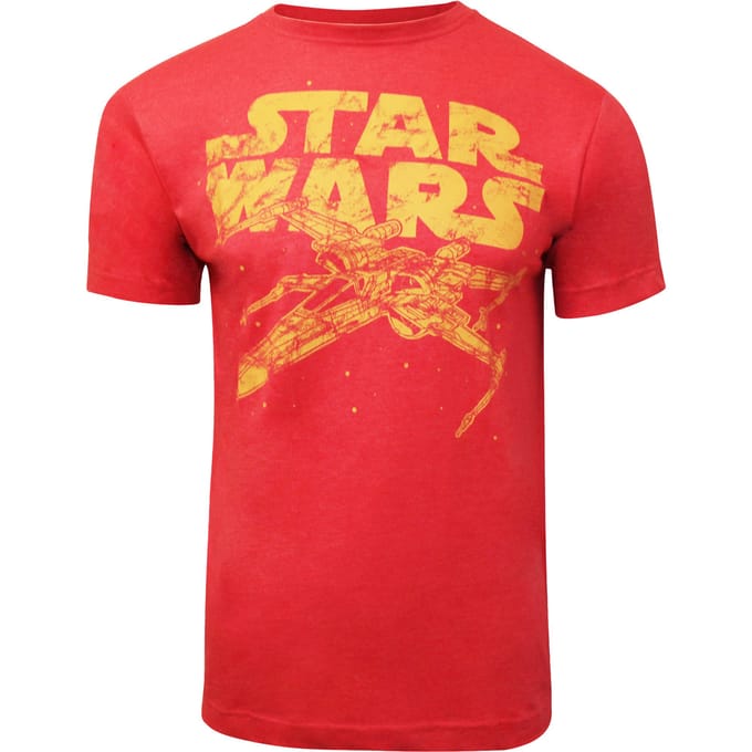 Star Wars Heren X-Wing Heather Logo T-shirt (Rood/Geel)