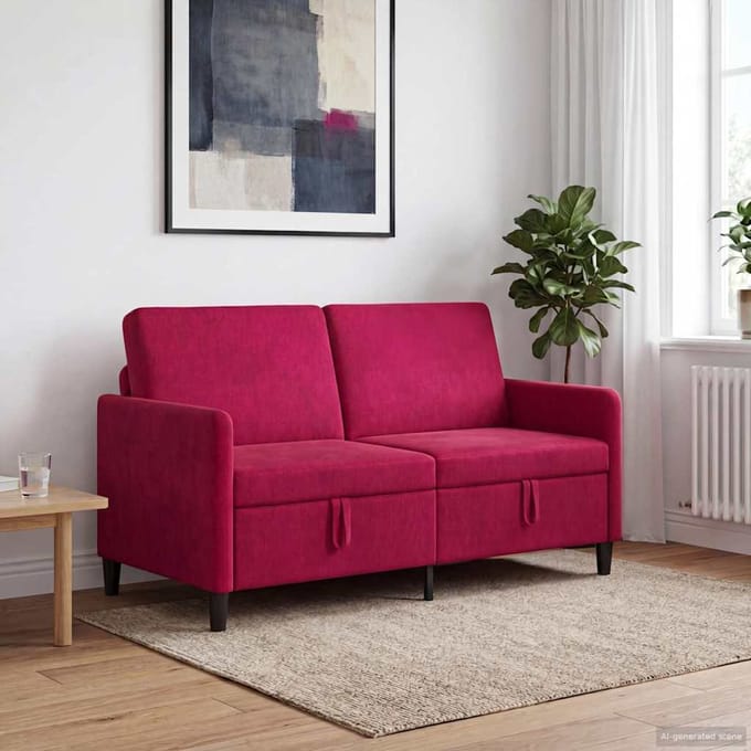 vidaXL - Sofa - met - Opbergruimte - Wijnrood - 152 - x - 78 - x - 87 - cm - Polyester