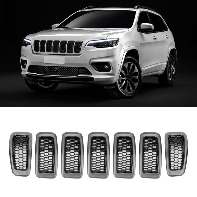 7-delige set Auto Voorbumper Grille Frame Modificatie Vervanging voor Jeep Cherokee 2014?2018 gray