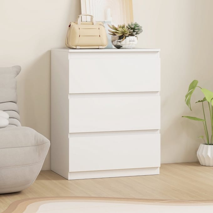 REDOM - Commode - 3 Lades - Modern - Voor Slaapkamer Of Hal - Spaanplaat - Wit