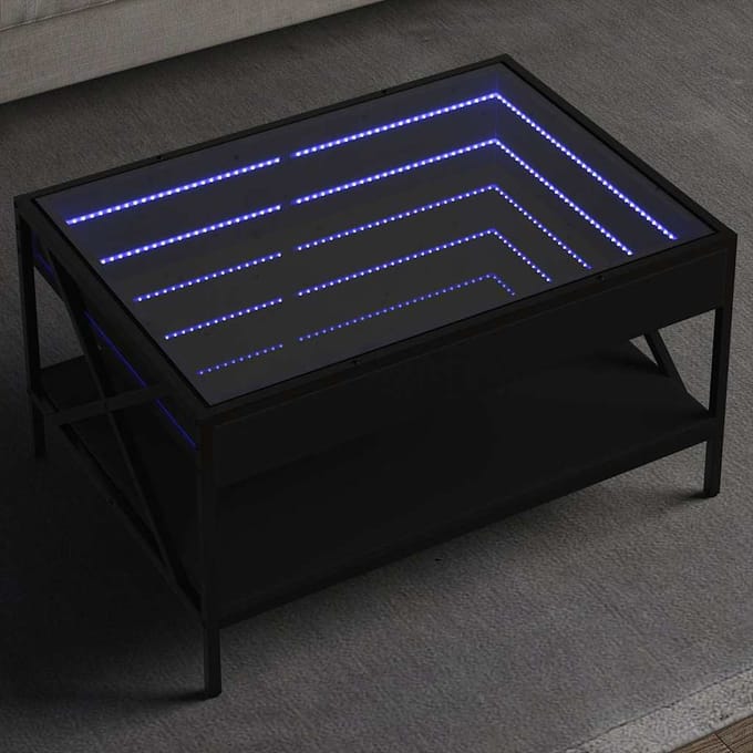 vidaXL - Salontafel - met - Infinity - LED - 70x50x38 - cm - zwart