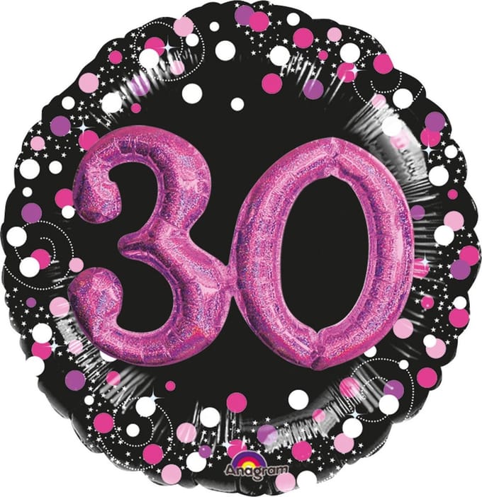 Ballon “Sparkling Pink 30” Folie Ballon 91 x 91 cm