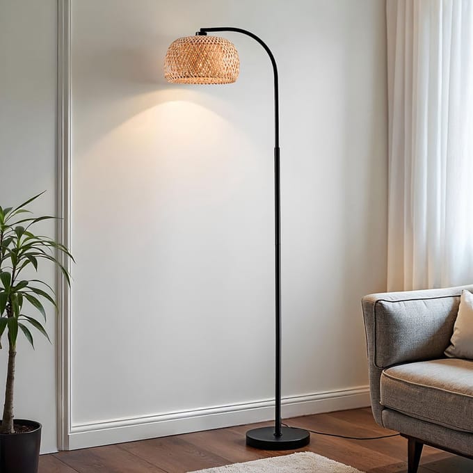 LumenXL - Staande booglamp met bamboe kap - Seren