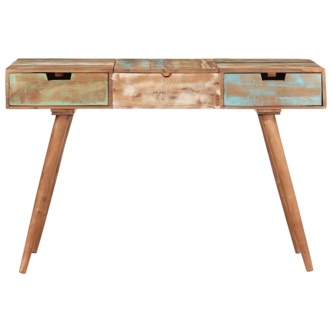 vidaXL - Kaptafel - met - spiegel - 112x45x76 - cm - massief - gerecycled - hout