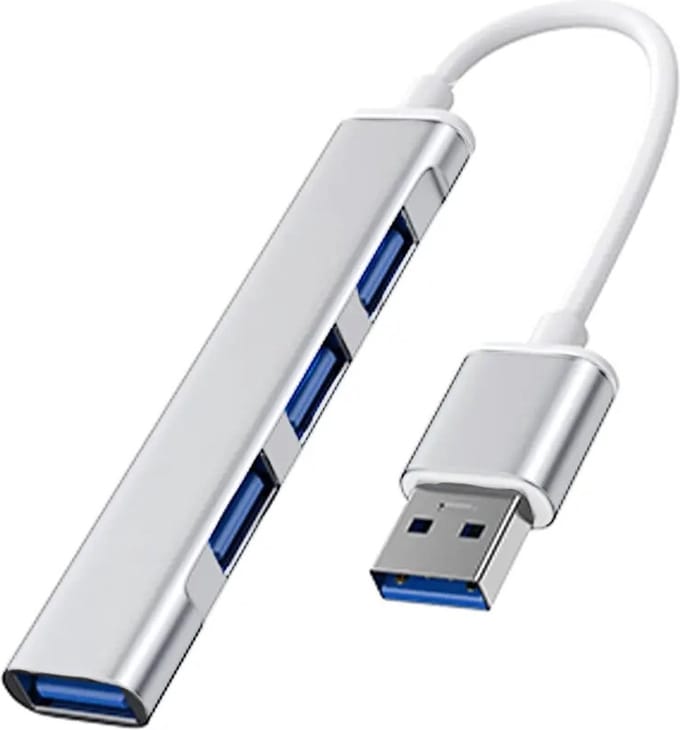 DrPhone ONVIA2 - Mini Aluminium USB 3.0 + 2.0 HUB – Adapter - 4 Poorten Dock - Extra USB Poort Aansluitingen -  USB 3.0 – Zilver