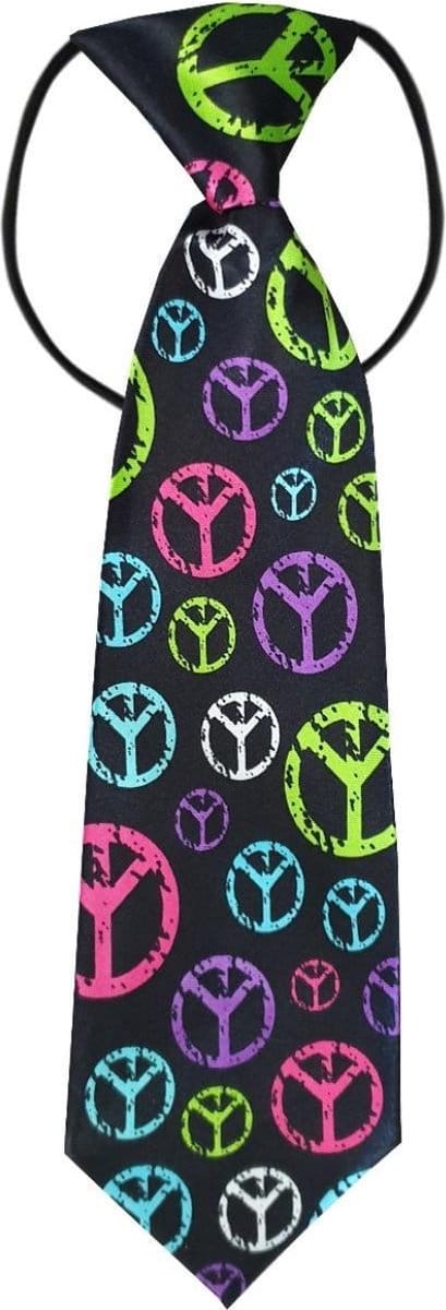 Fako Fashion - Kinderstropdas - Kinder Stropdas - Jongens Stropdas - Das - Print - Elastiek - Zwart Peace