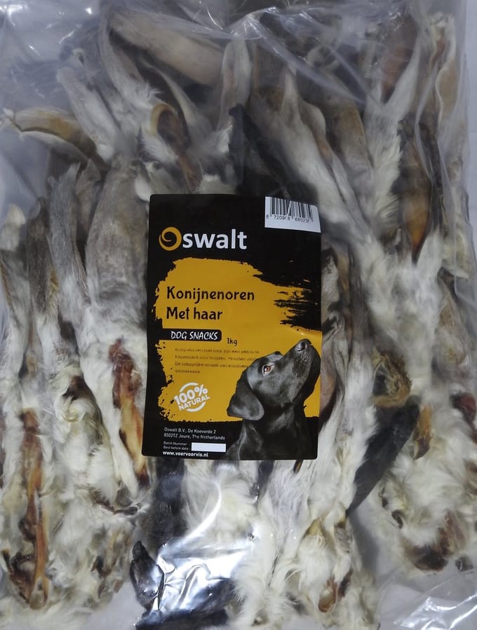 Oswalt Konijnen Oren Met Haar - Hondensnack - 1KG