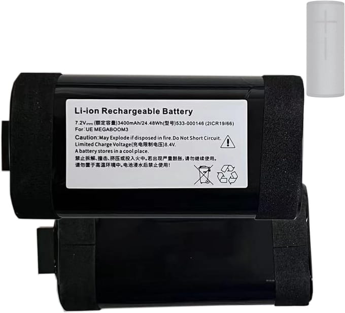 Vervangende Batterij - Speaker Batterij - Draagbare Speaker - Lithium-Polymeer - 19x66x2mm
