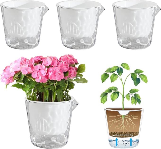 Omgoods - Set van 4 Zelfwatergevende Plantenpotten