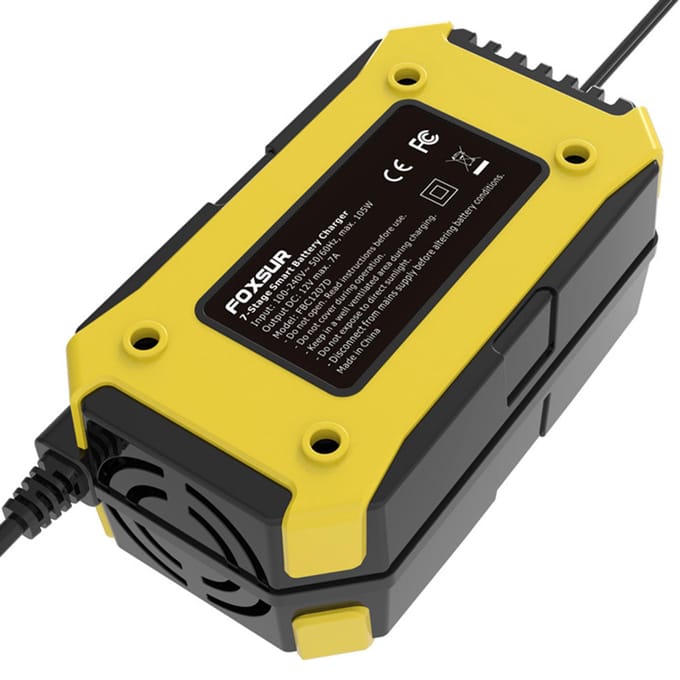 Auto-acculader, 12V 7A loodzuuracculader, LCD-scherm slimme batterijonderhouder us black