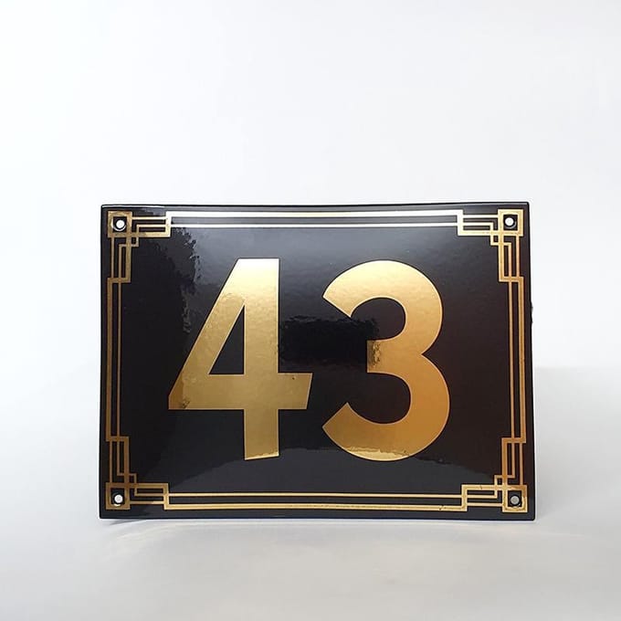 Art deco | jaren ’30 | luxe emaille huisnummer - 43