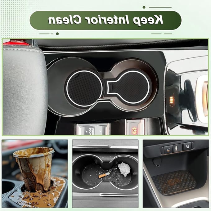 Anti-slip rubbermatten voor Peugeot 208 E-208 (2020-2025) - Console, bekerhouder en deurgroef accessoires (Wit)