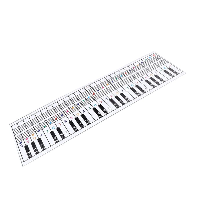 61 88 Toetsen Piano Toetsenbord Grafiek Muzieknoten Referentiekaart Elektrische Piano Vingerzetting Oefenkaart black