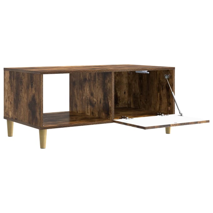 vidaXL - Salontafel - Gerookt - eiken - 90 - x - 50 - x - 40 - cm - Bewerkt - hout