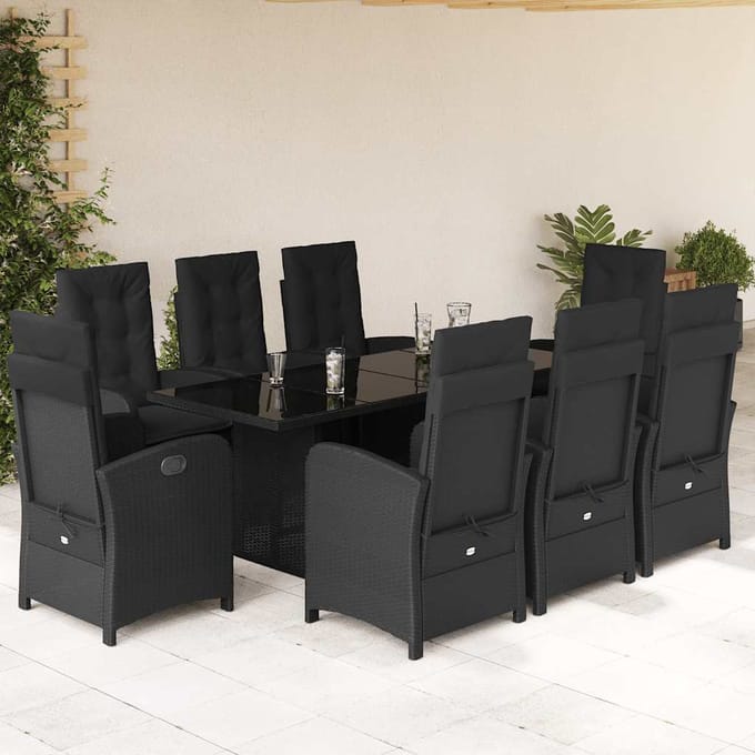 vidaXL - 9-delige - Tuinset - poly - rattan - zwart
