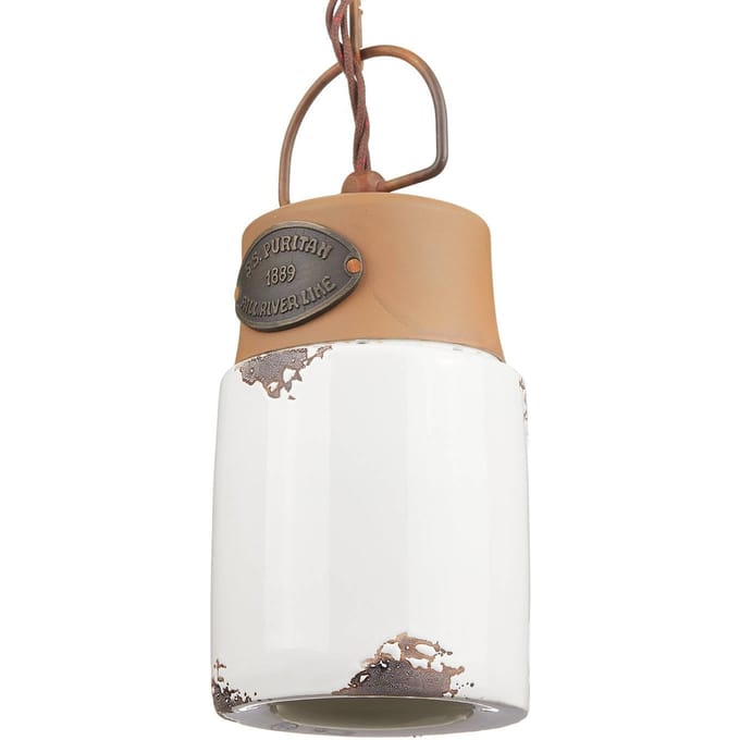 Ferroluce Hanglamp C1620, keramiek en metaal, wit