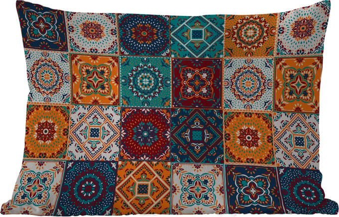 Buitenkussens - Retro - Bladeren - Design - Oranje - Bruin - 60x40 cm - Weerbestendig