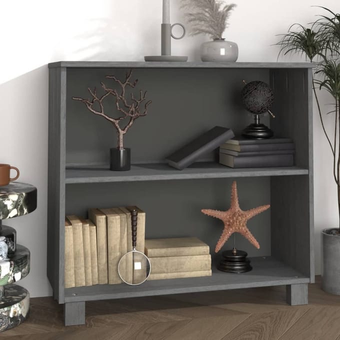 vidaXL - Dressoir - HAMAR - 85x35x80 - massief - grenenhout - donkergrijs